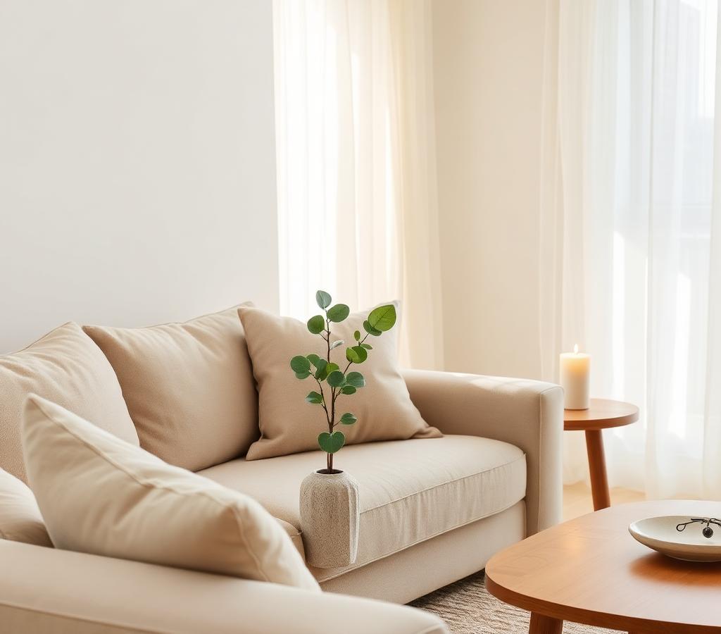A calm beige living room